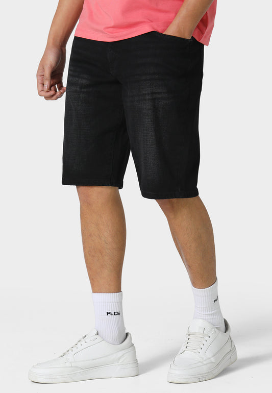 Wolf Black Wash Denim Shorts