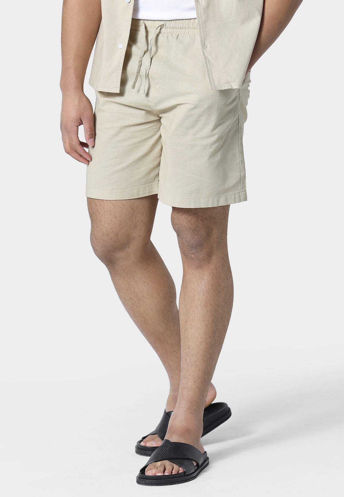 Bane Beige Linen Shorts