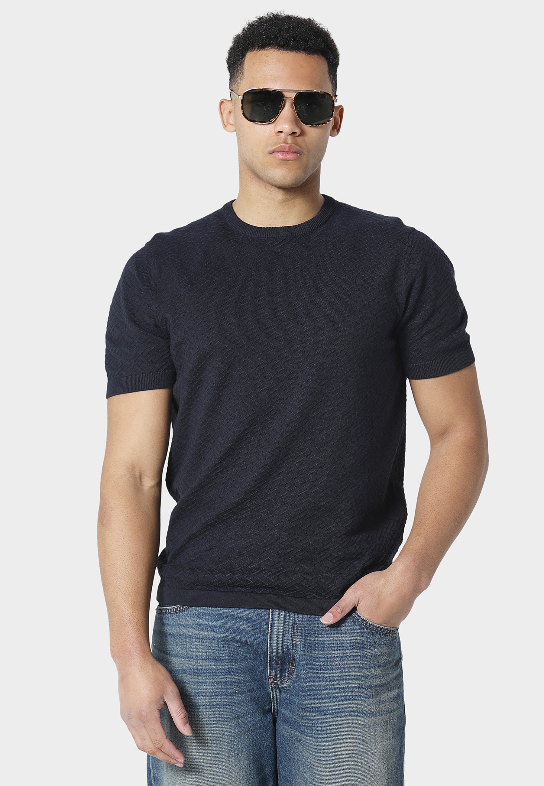 Burna True Navy Knitted T-Shirt