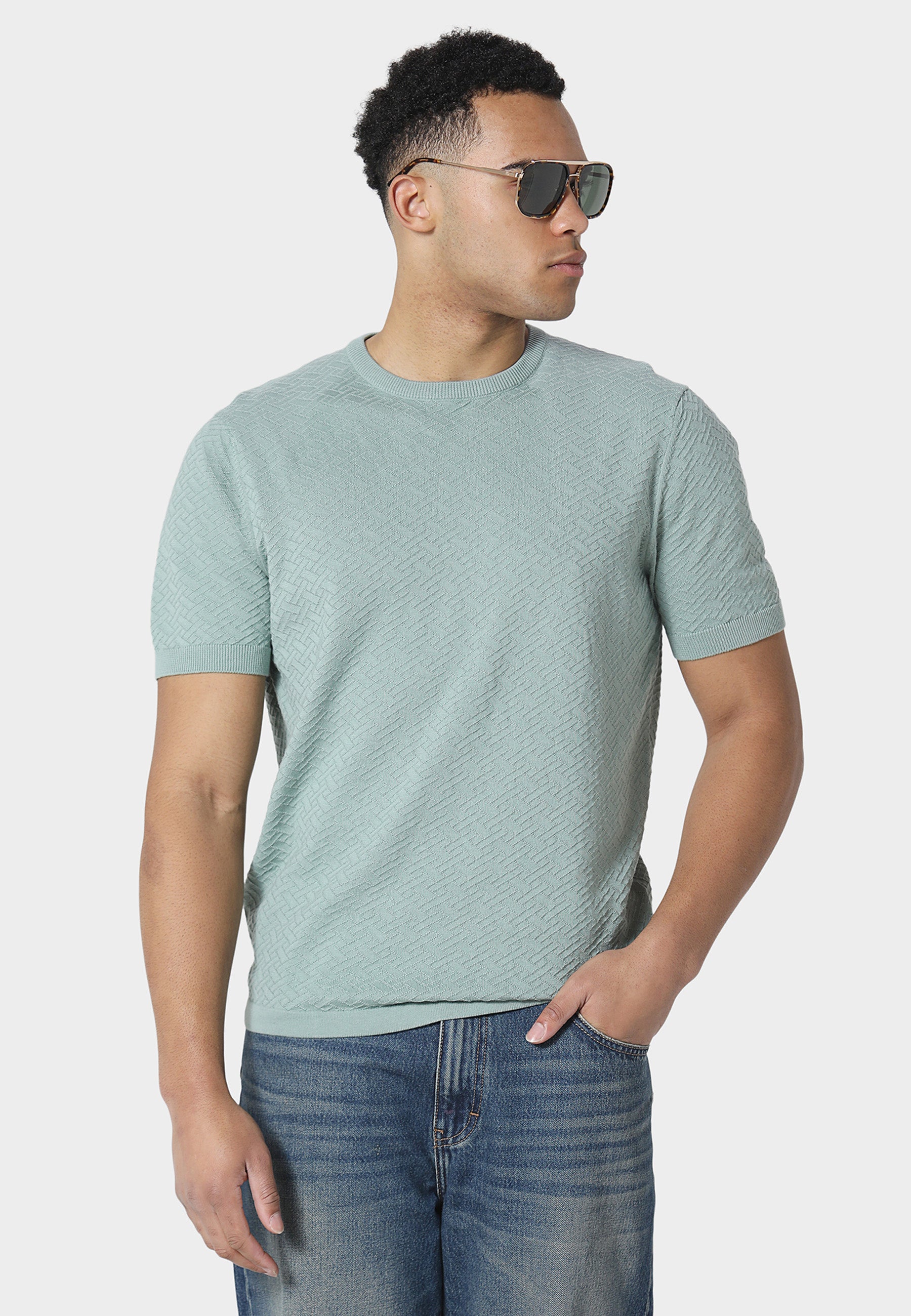 Burna Pale Aqua Knitted T-Shirt