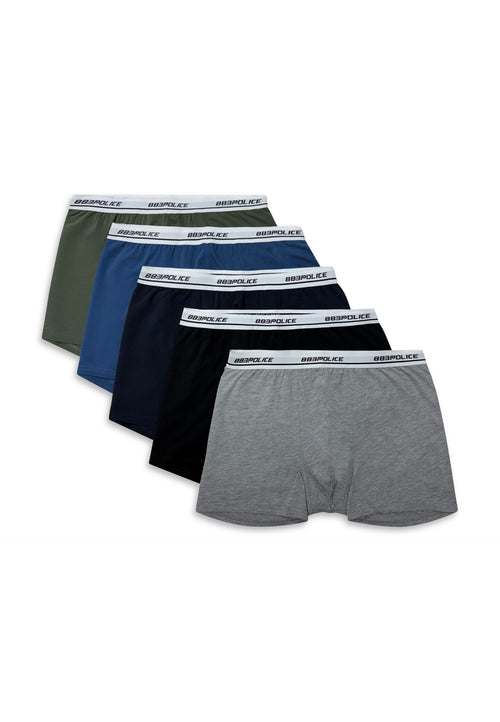 Fenvee 5 Pack Boxers Grey/Jet Black/True Navy/Electric Blue/Khaki