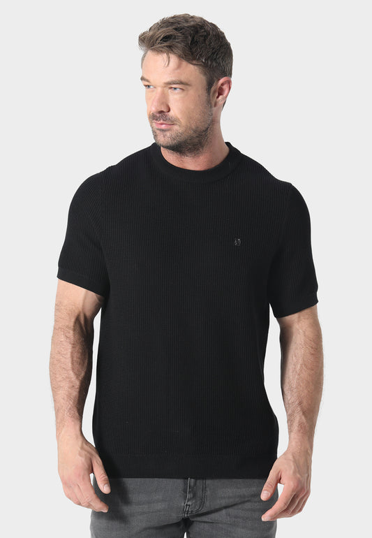 Kingsbury Black Knitted T-Shirt