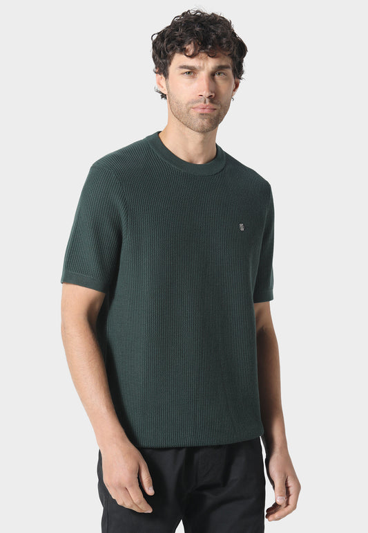 Kingsbury Forest Green Knitted T-Shirt