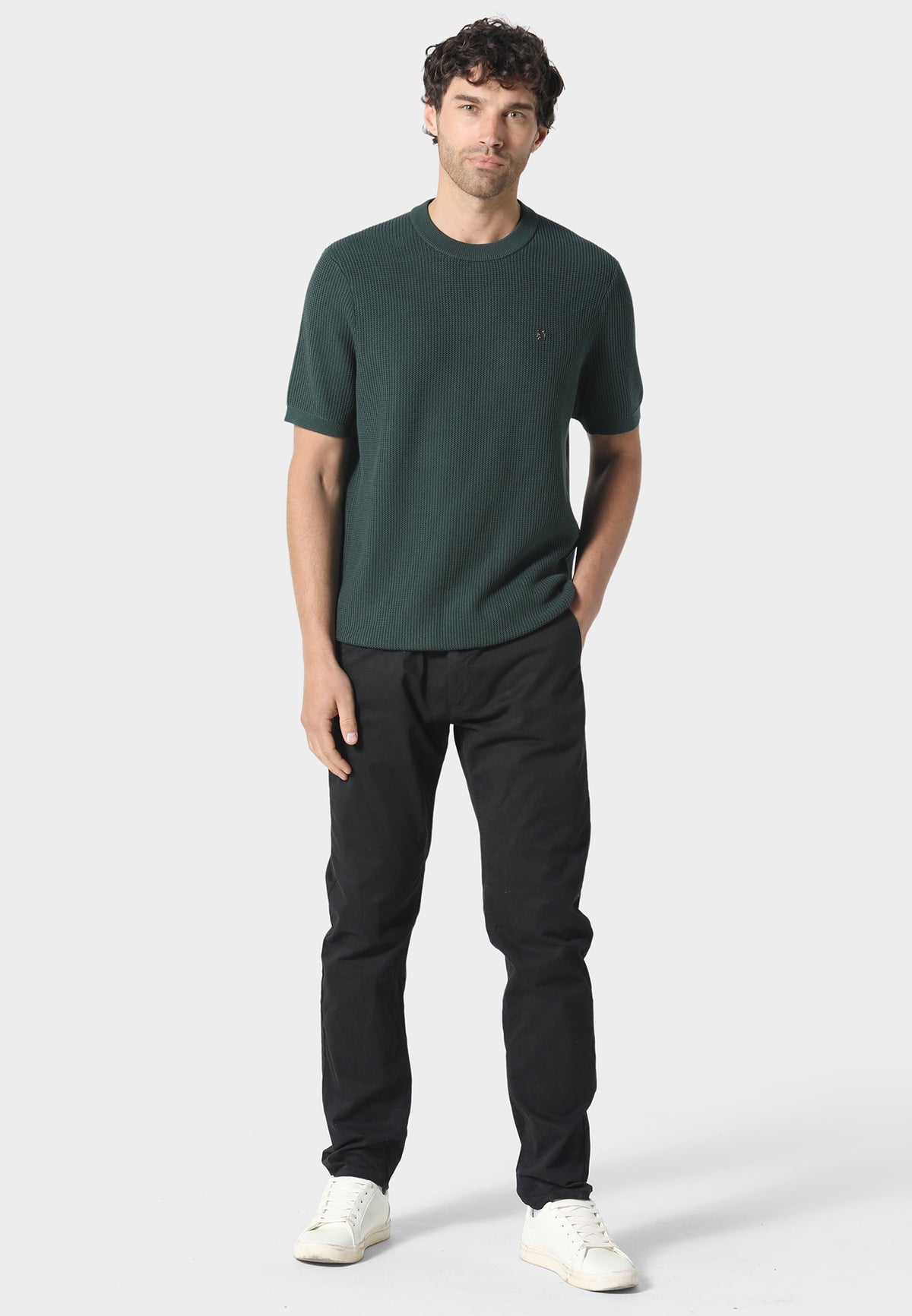 Kingsbury Forest Green Knitted T-Shirt