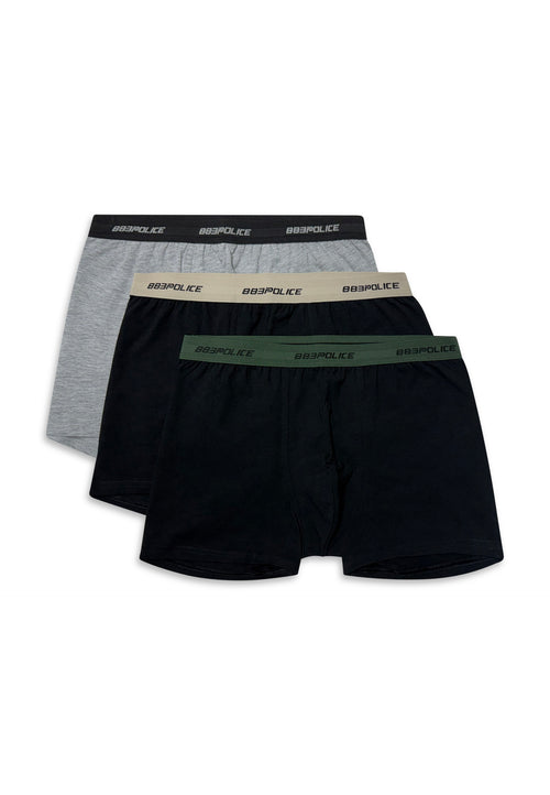 Lesant 3 Pack Boxers Jet Black/Jet Black/Grey