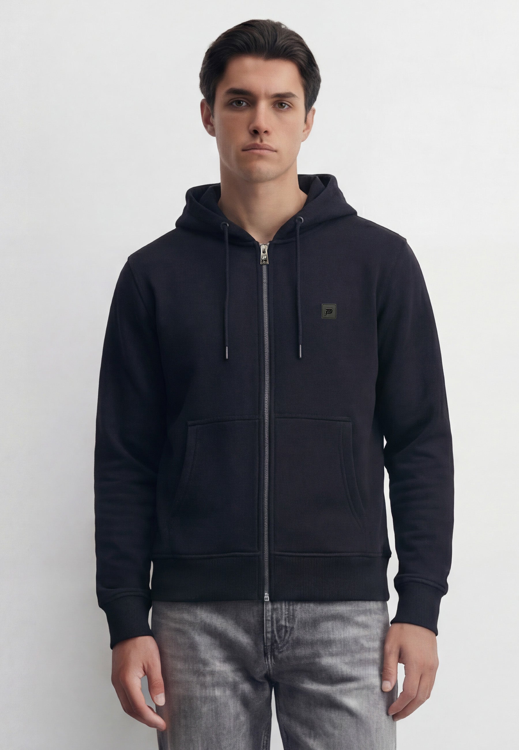 Meral Jet Black Zip Hoodie