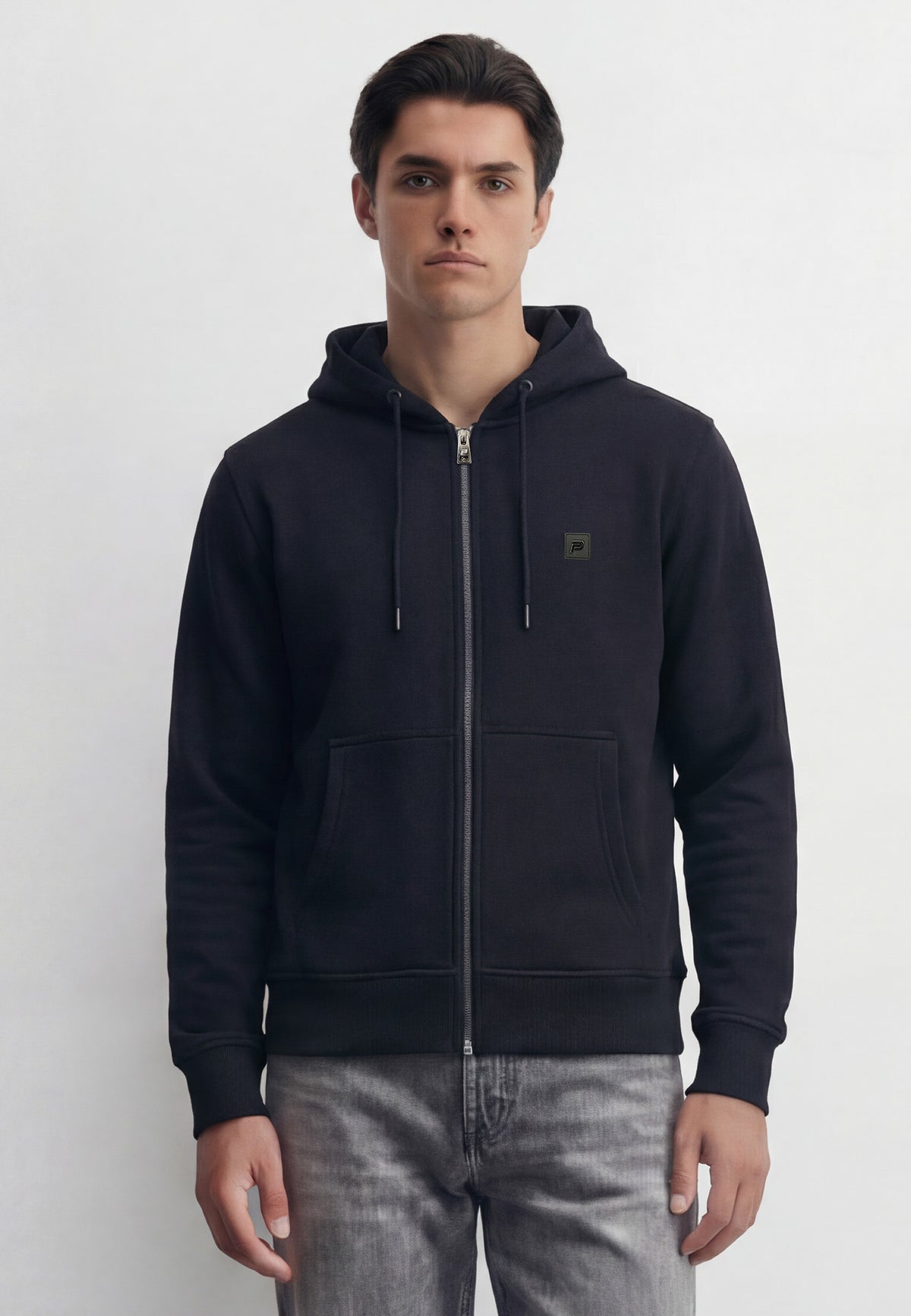 Meral Jet Black Zip Hoodie