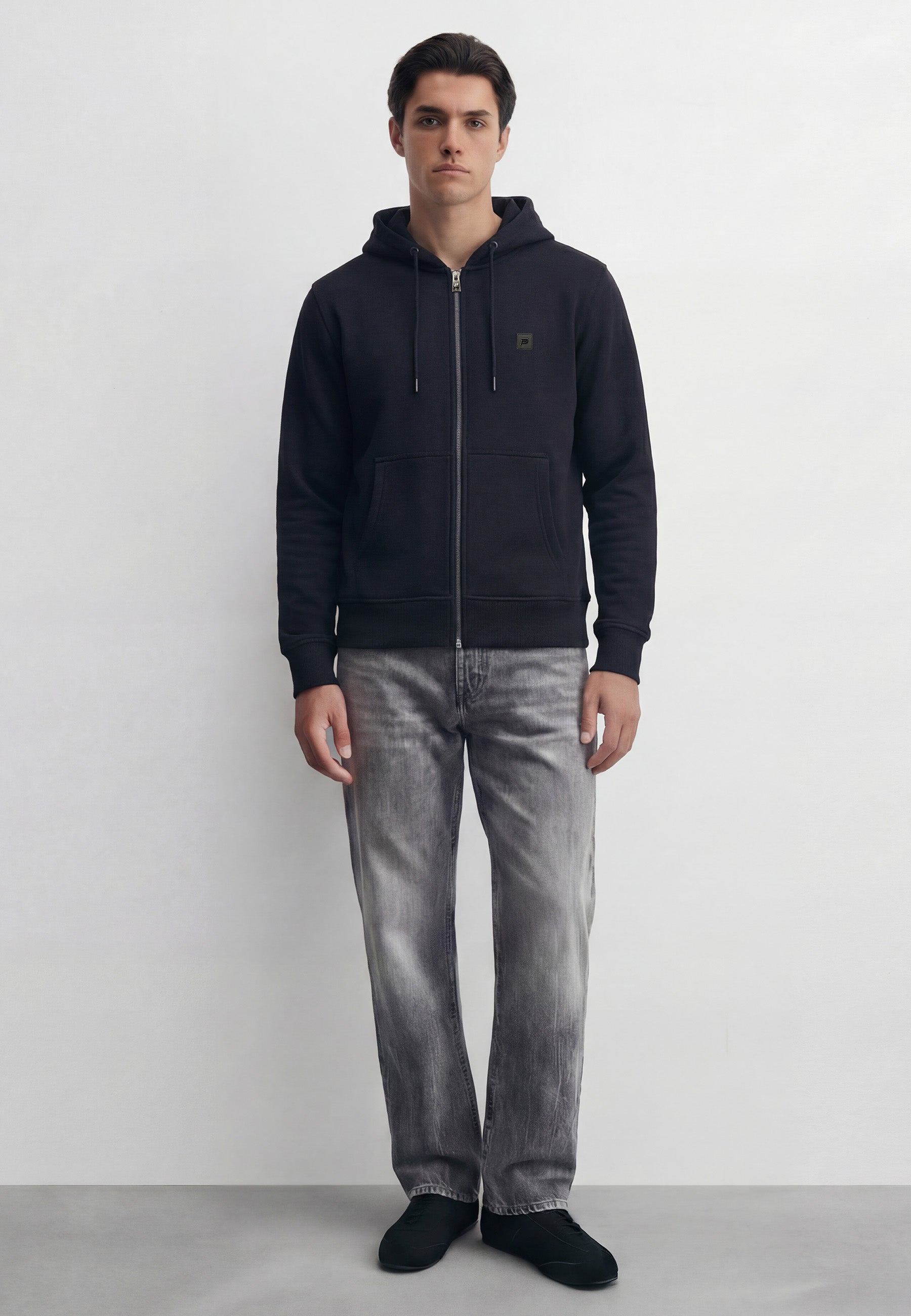 Meral Jet Black Zip Hoodie