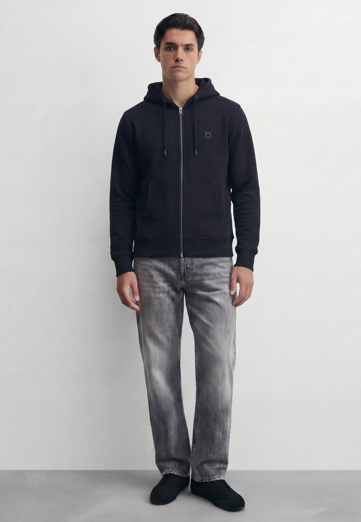 Meral Jet Black Zip Hoodie