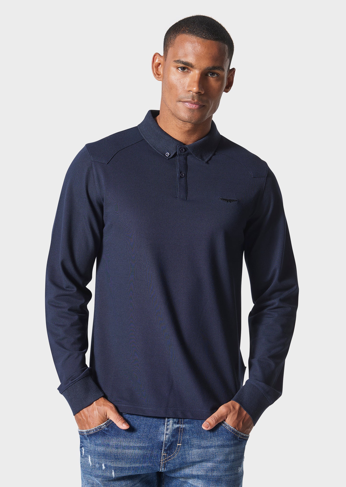 Odio Navy Long Sleeve Polo