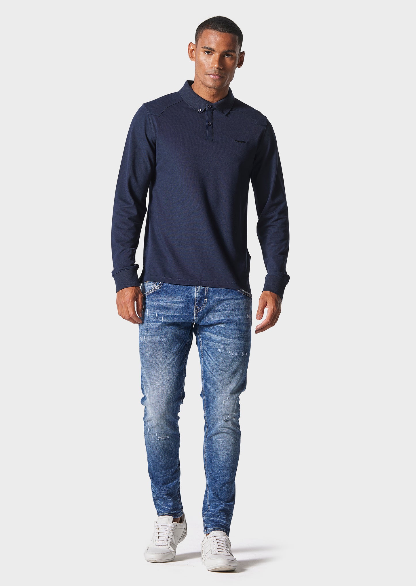 Odio Navy Long Sleeve Polo