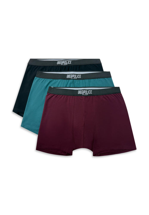 Saelix 3 Pack Boxers Royal Maroon/Forest Fir/Jet Blk