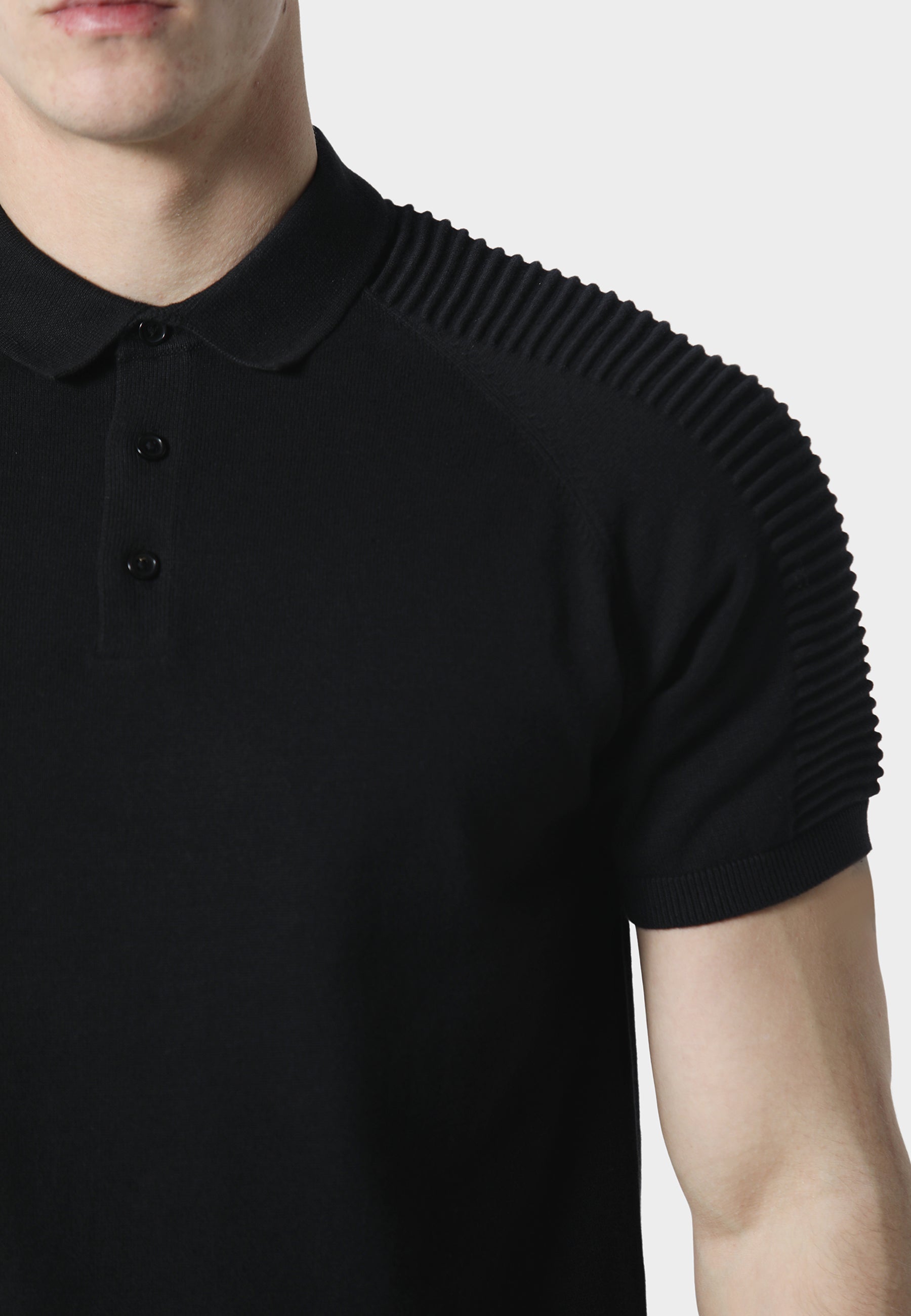 Salle Black Knitted Polo Shirt