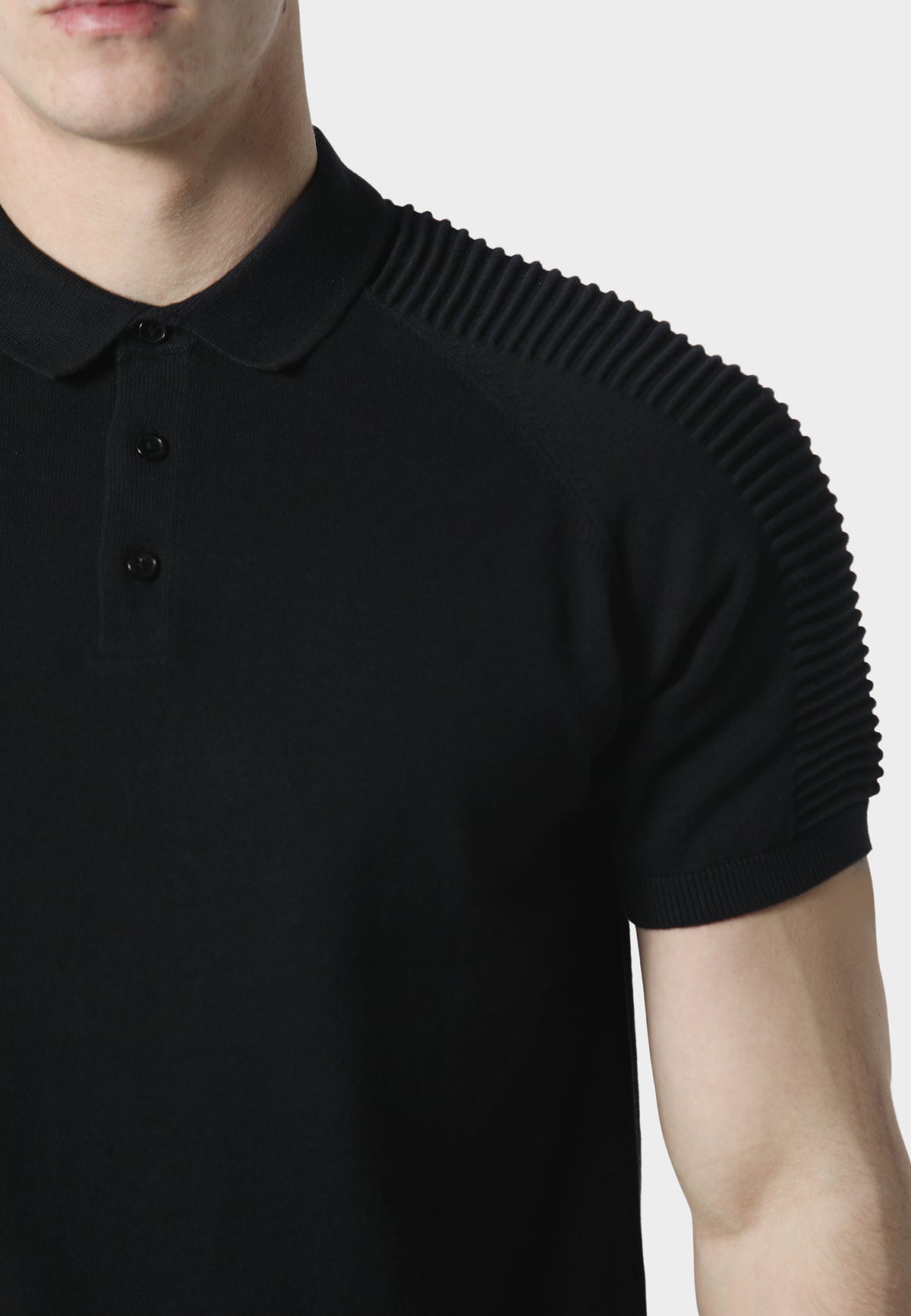 Salle Black Knitted Polo Shirt