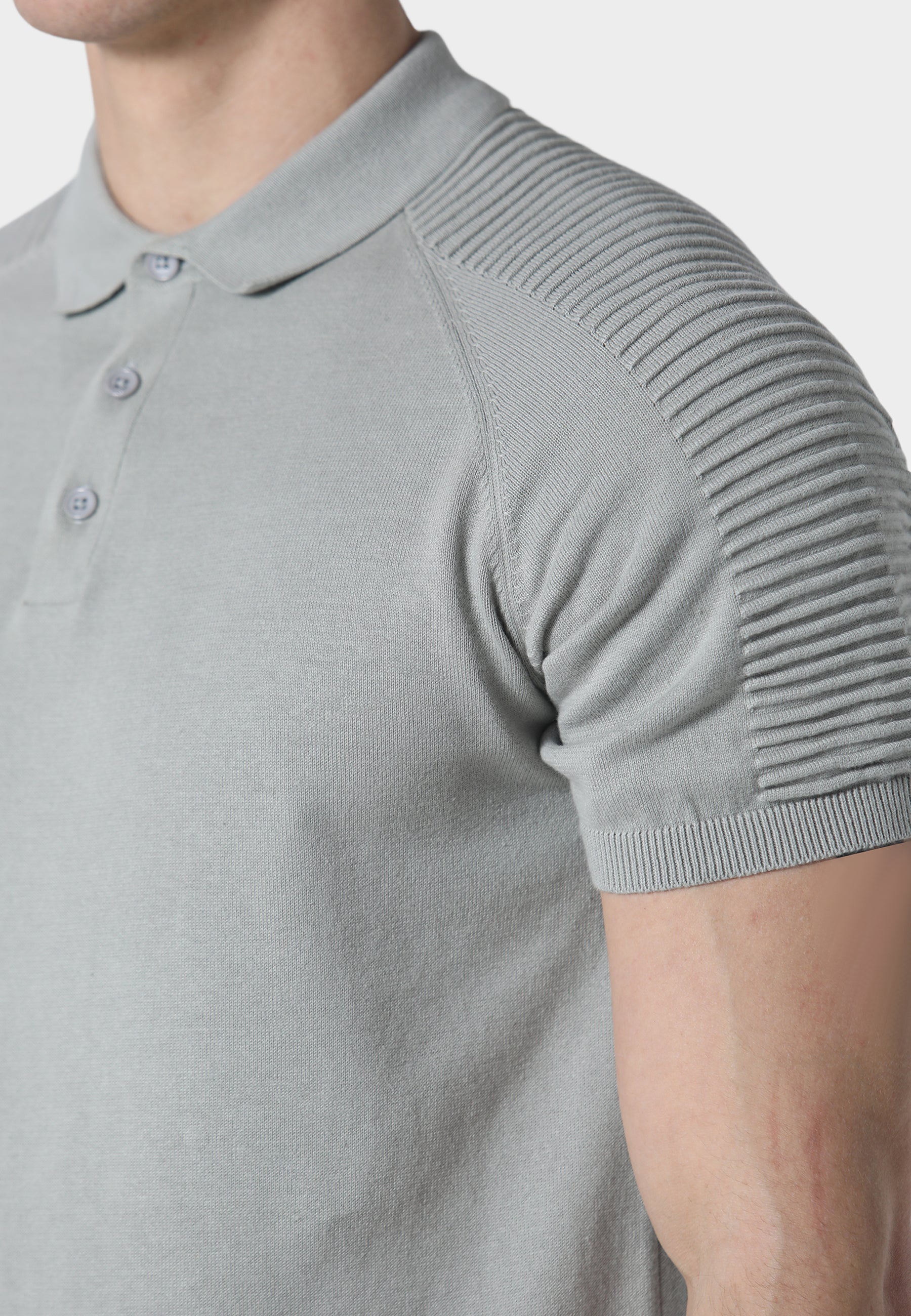 Salle Cool Grey Knitted Polo Shirt