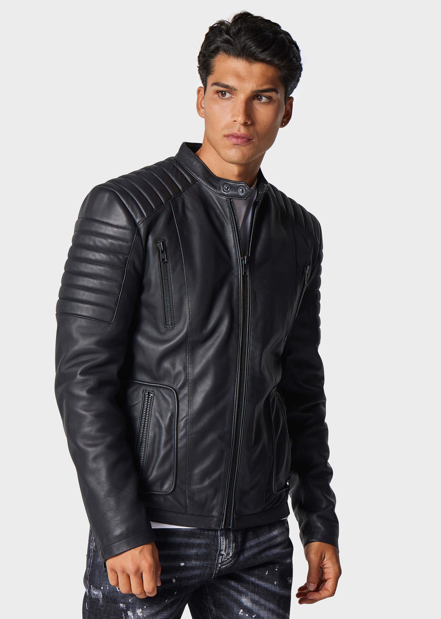 Tracks Black Leather Jacket